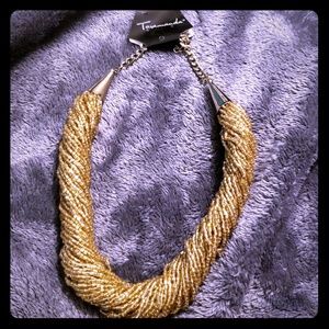 NWT Gold Beaded Statement Necklace